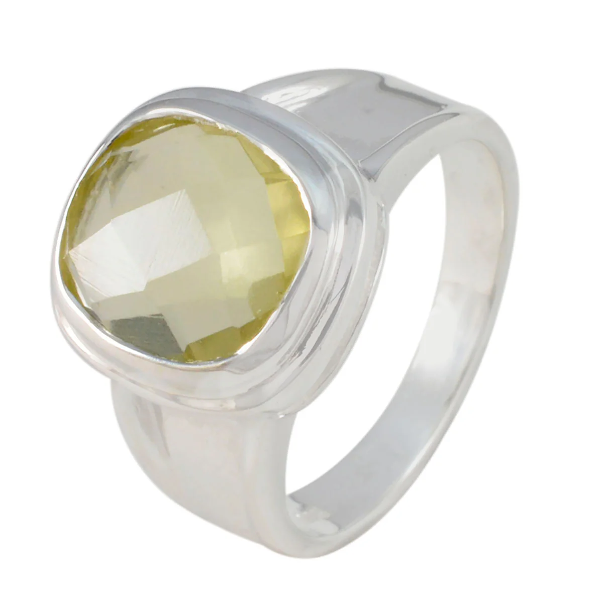 Lemon Quartz Solitaire French 925 Silver Yellow Gemstones Mid-weight Feminine Ring Jewellery - Image 2
