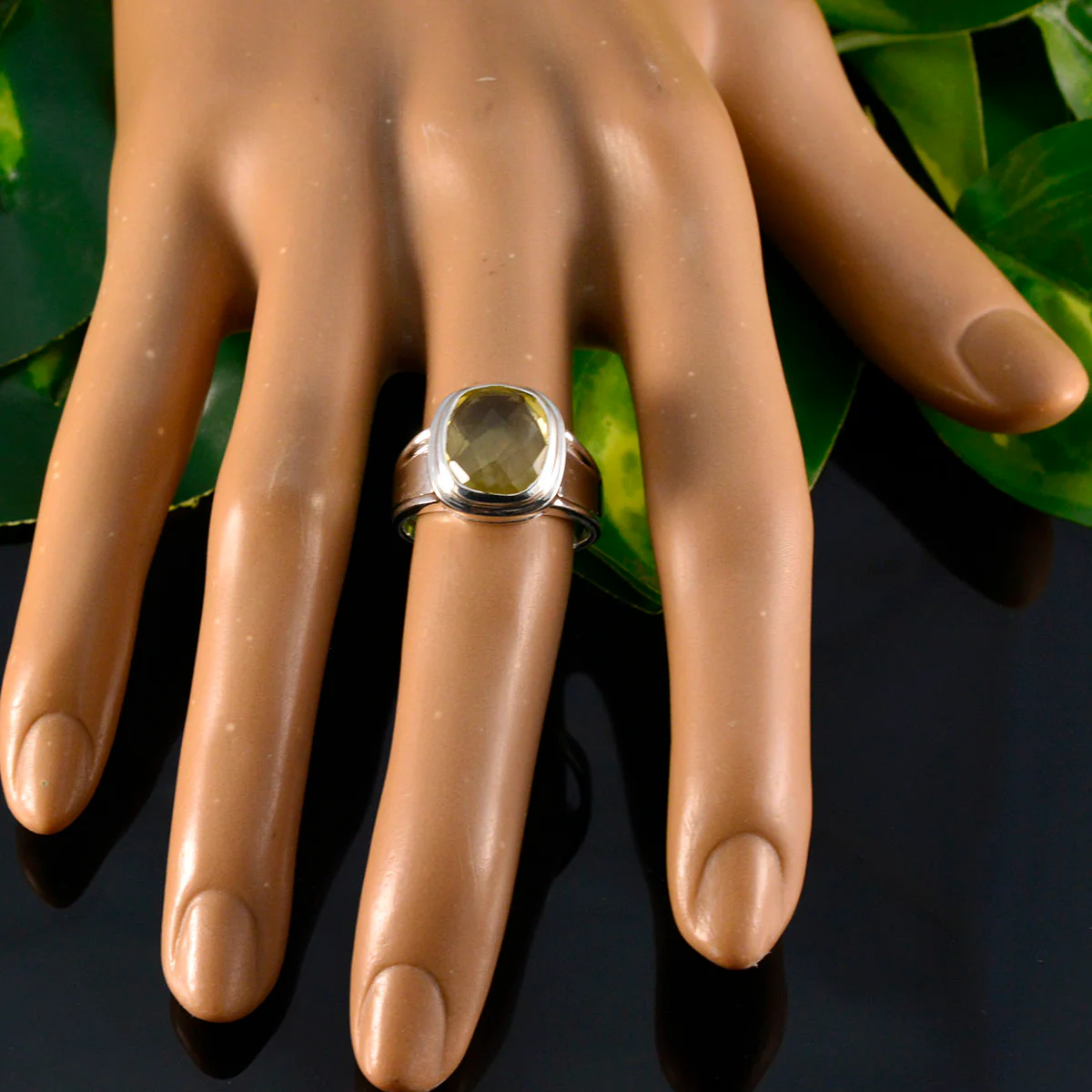 Lemon Quartz Solitaire French 925 Silver Yellow Gemstones Mid-weight Feminine Ring Jewellery - Image 5