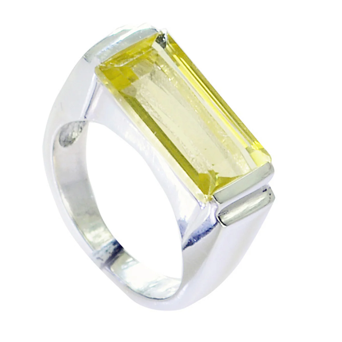 Lemon Quartz Solitaire French Silver Yellow Gemstone Versatile Armor Ring Jewellery - Image 2