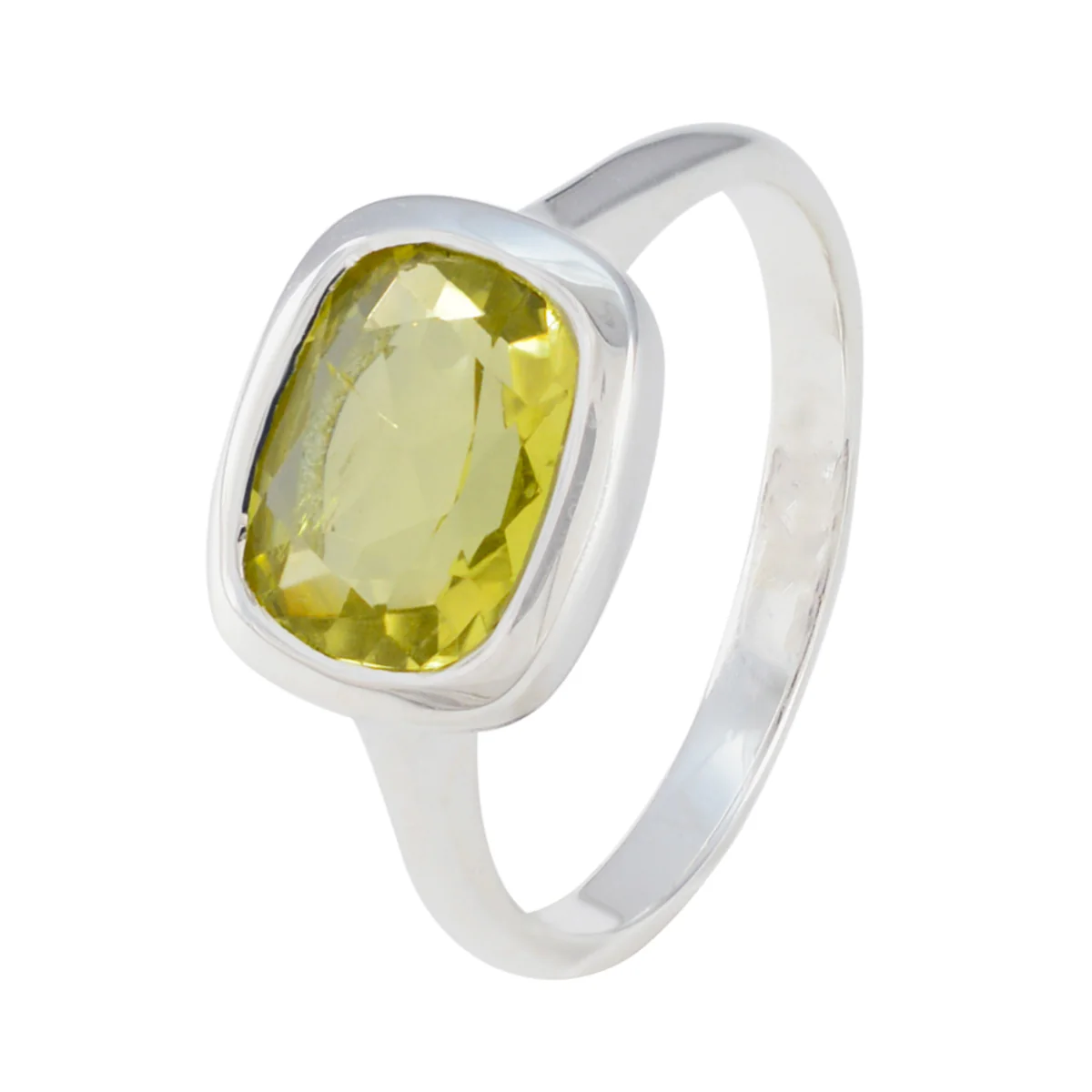 Lemon Quartz Solitaire French Sterling Silver Yellow Gems Slim Sophisticated Ring Jewellery - Image 2