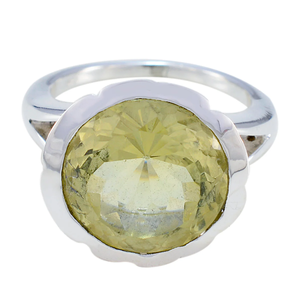 Lemon Quartz Solitaire German 925 Silver Yellow Gems Edgy Sophisticated Ring Jewelry - Image 2