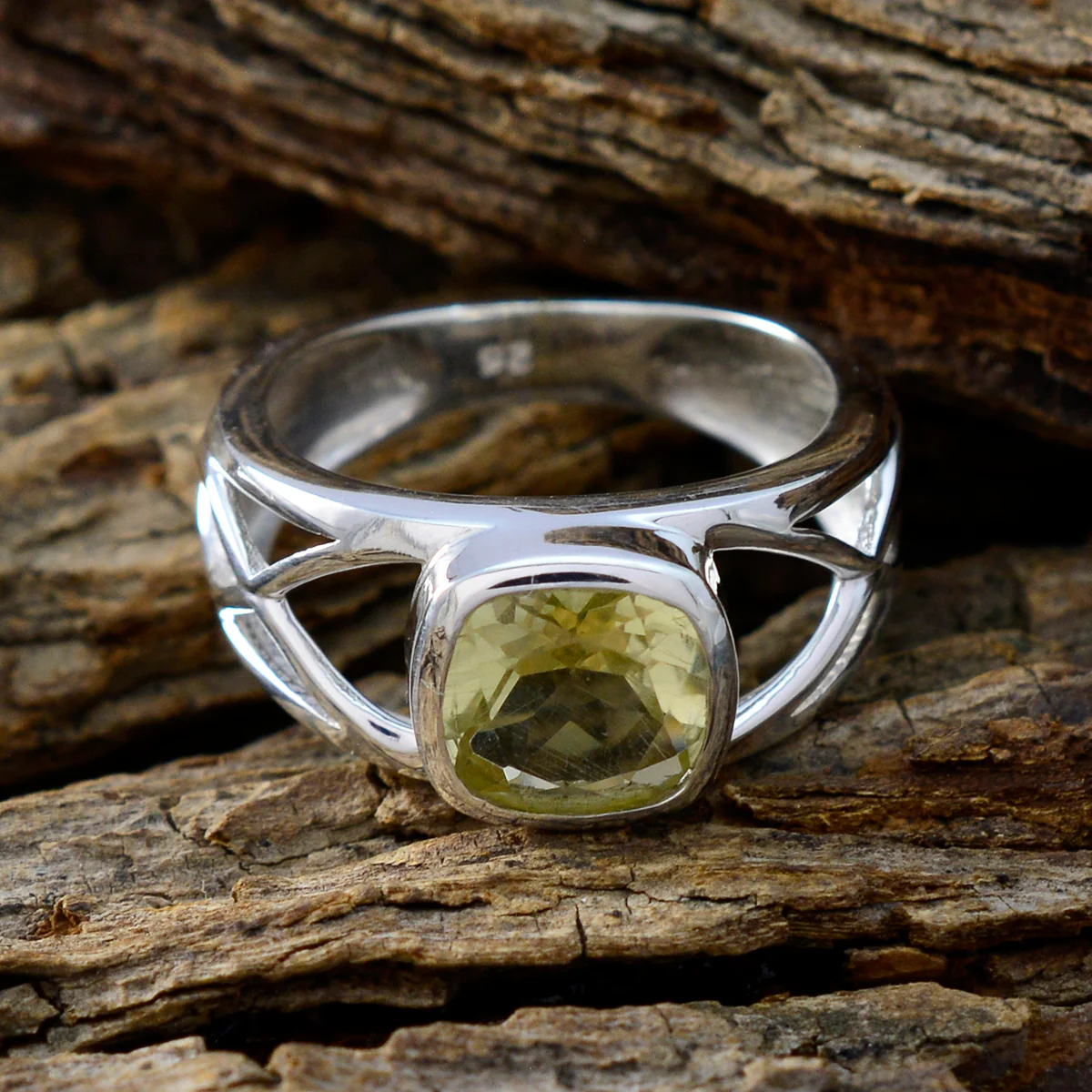 Lemon Quartz Solitaire German 925 Silver Yellow Gemstones Tiny Romantic Ring Jewelry - Image 3
