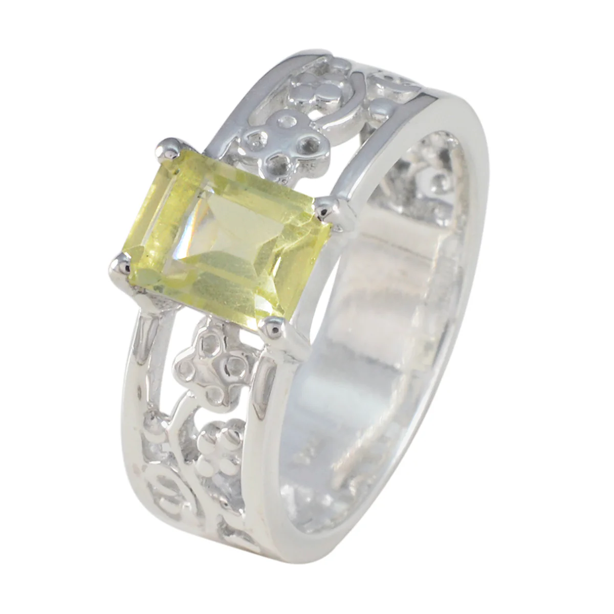 Lemon Quartz Solitaire German 925 Sterling Silver Yellow Gems Classic Feminine Ring Jewelry - Image 2