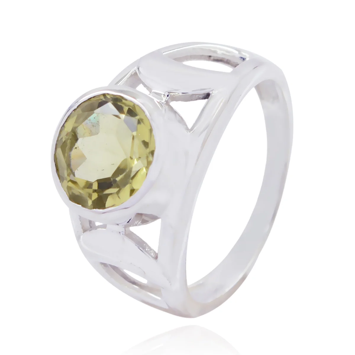Lemon Quartz Solitaire Italian 925 Sterling Silver Yellow Gems Minimal Filigree Ring Jewelry - Image 3