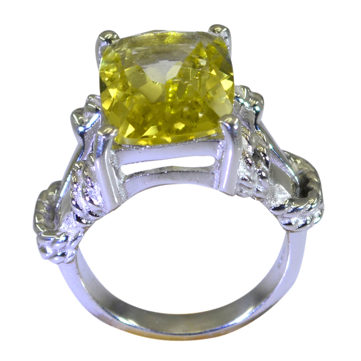 Lemon Quartz Solitaire Italian Silver Yellow Gemstones Versatile Rope-Wire Ring Jewelry - Image 2
