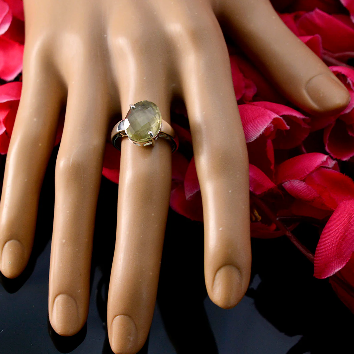 Lemon Quartz Solitaire Moroccan 925 Silver Yellow Gemstone Slim Cultural Ring Jewellery - Image 5