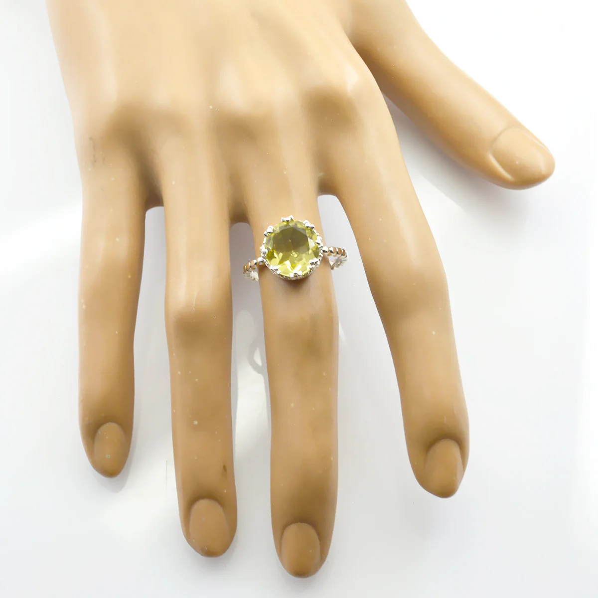 Lemon Quartz Solitaire Russian Sterling Silver Yellow Gemstone Slim Sophisticated Ring Jewellery - Image 2