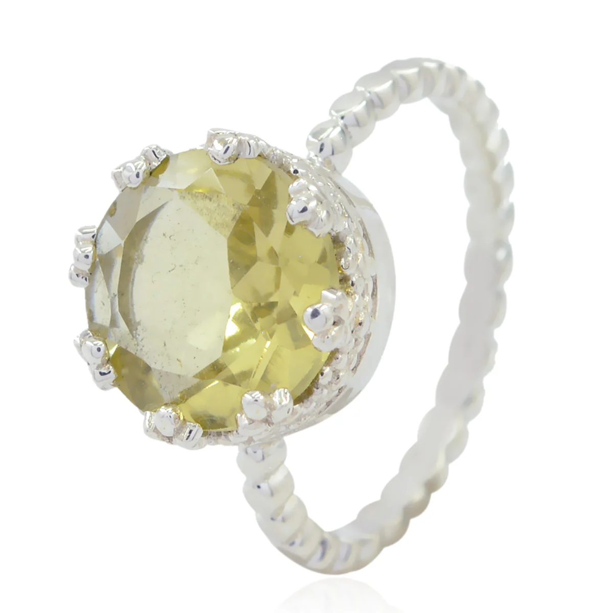 Lemon Quartz Solitaire Russian Sterling Silver Yellow Gemstone Slim Sophisticated Ring Jewellery - Image 3