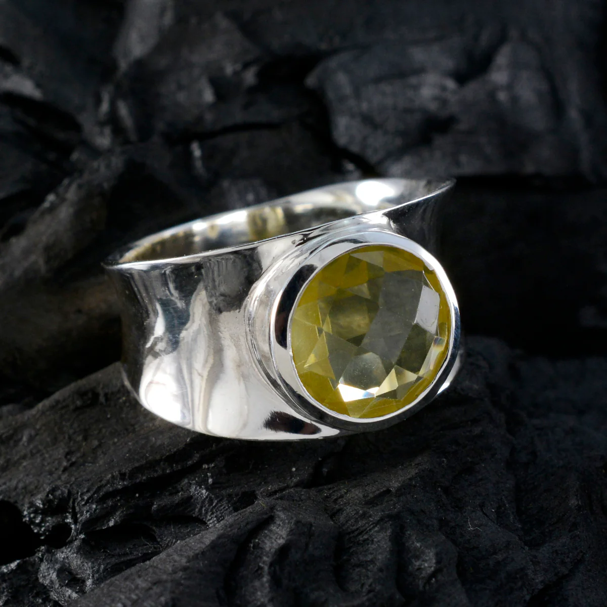 Lemon Quartz Solitaire Spanish 92.5 Silver Yellow Gems Edgy Armor Band Jewellery - Image 4