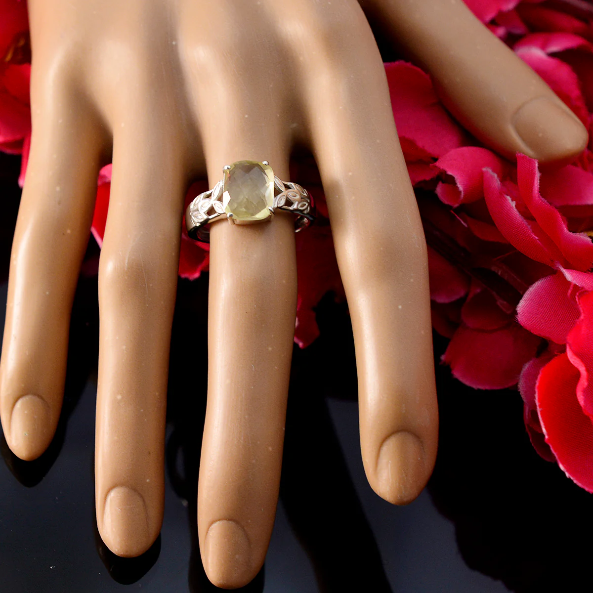 Lemon Quartz Solitaire Turkish Sterling Silver Yellow Gems Whisper-thin Sophisticated Ring Jewellery - Image 5