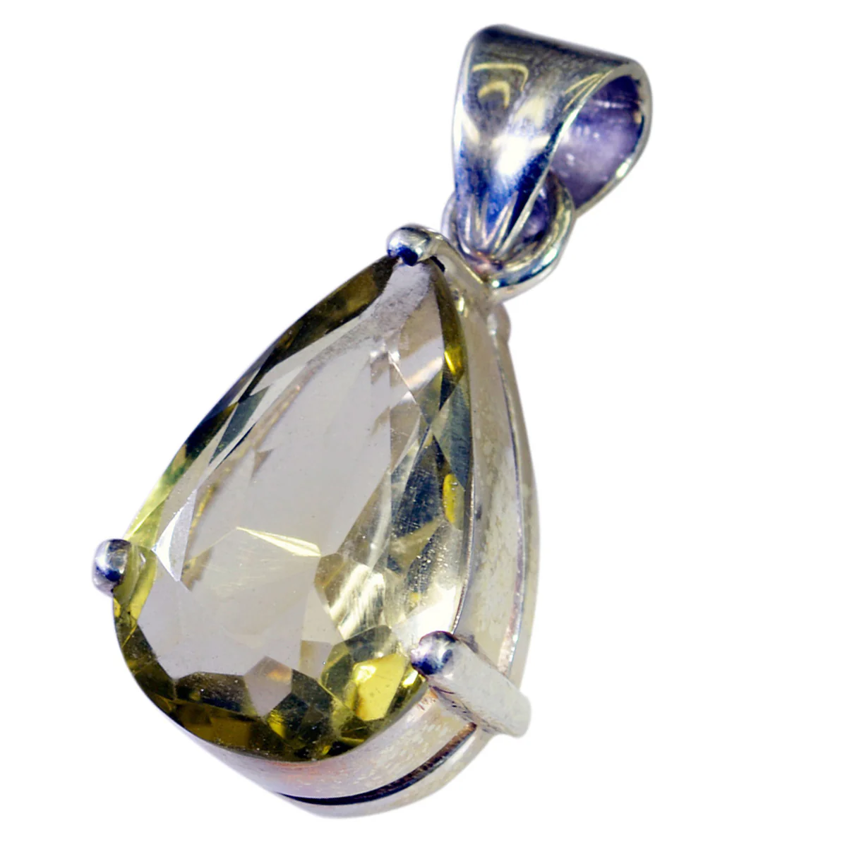 Lemon Quartz Statement German Silver Solitaire Victoria Bubble Yellow Pendant Jewelry - Image 3
