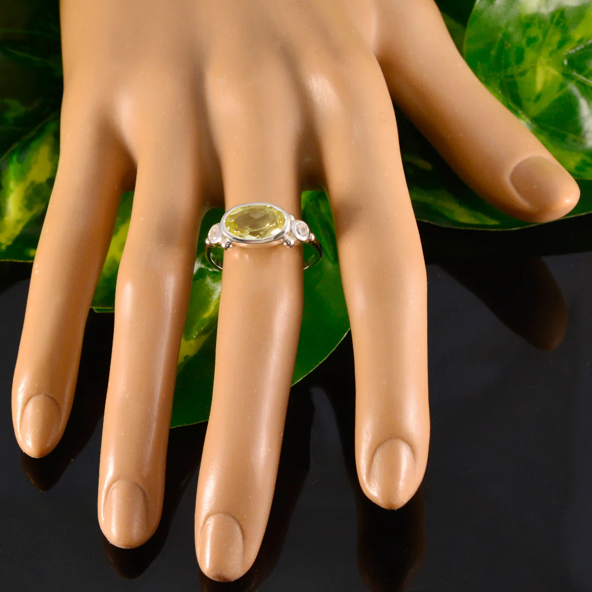 Lemon Quartz Trilogy Japanese 92.5 Silver Yellow Gemstone Whisper-thin Boho Ring Jewelry - Image 5