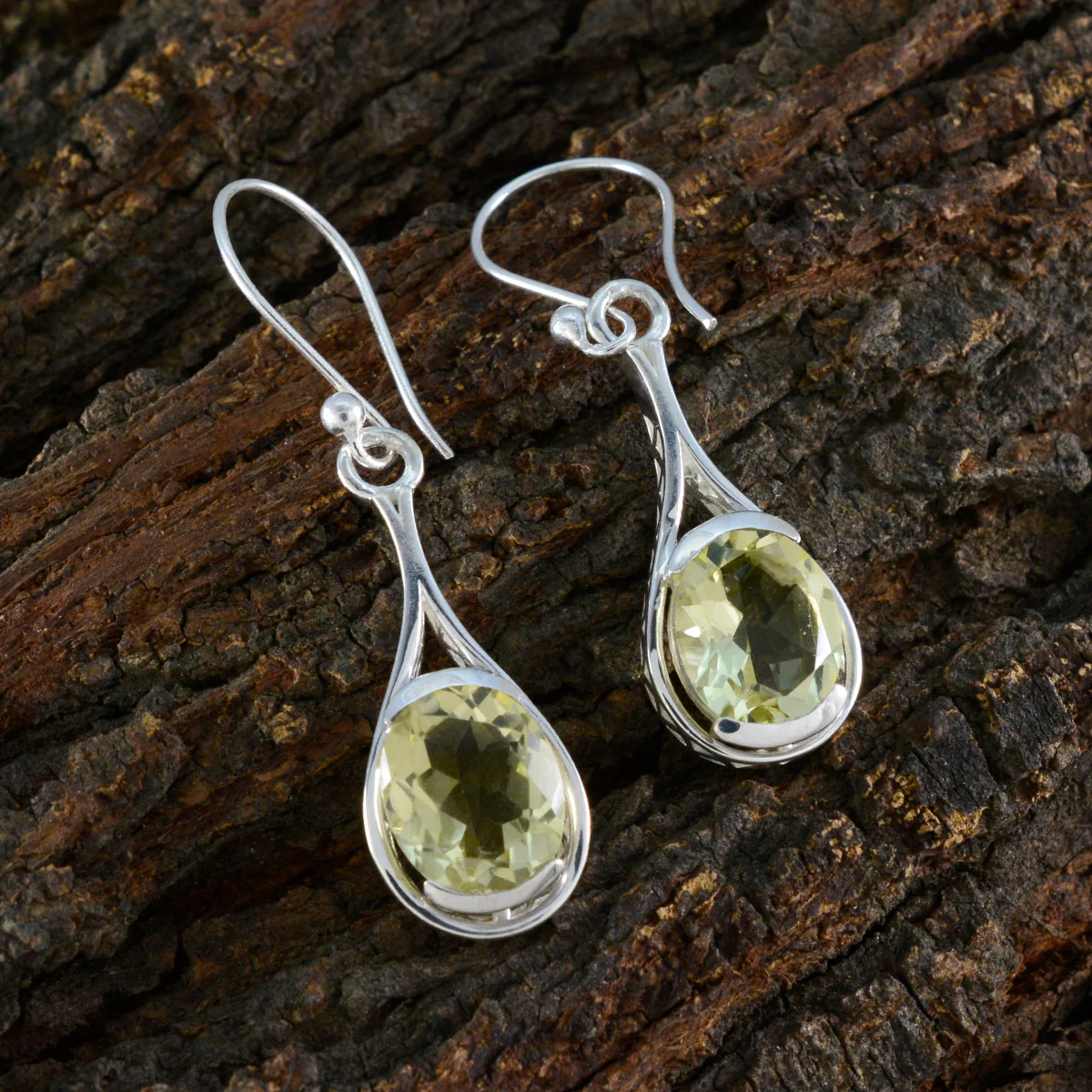 Lemon Quartz Turkish Clara Solitaire Dangle Yellow 925 Sterling Silver Earring - Image 3