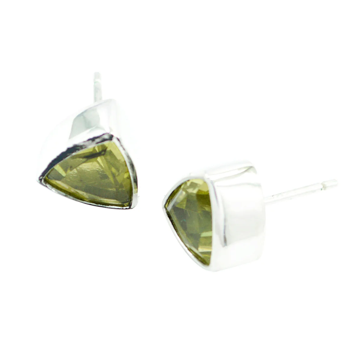 Lemon Quartz Turkish Hanna Solitaire Stud Yellow Silver Earring - Image 2