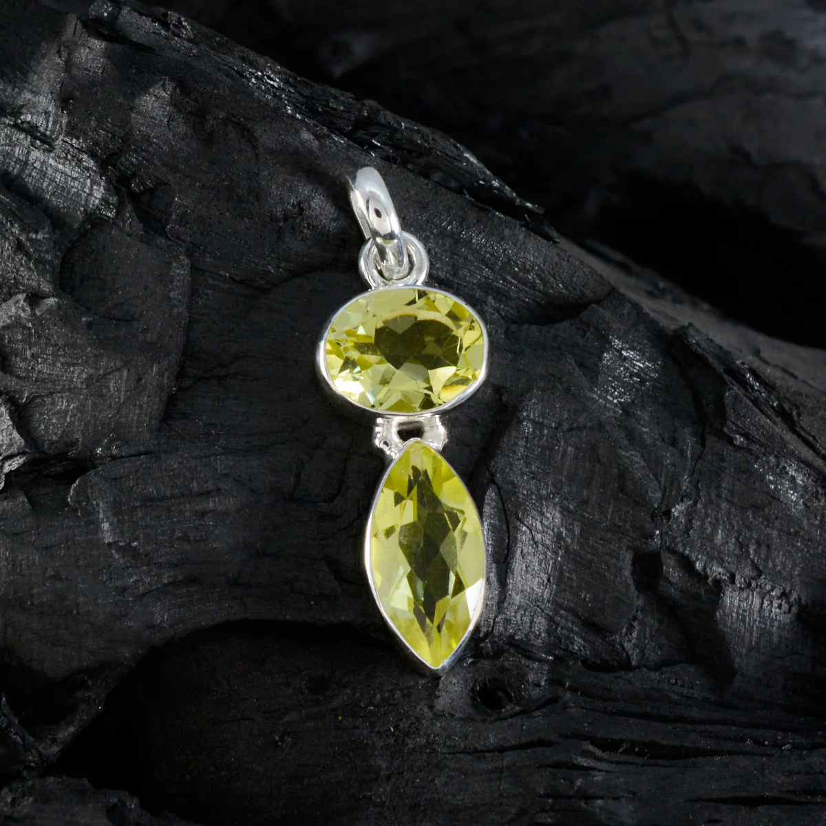Lemon Quartz Whisper-thin Moroccan 925 Silver Toi et Moi Giulia Contemporary Yellow Pendant Jewelry - Image 3