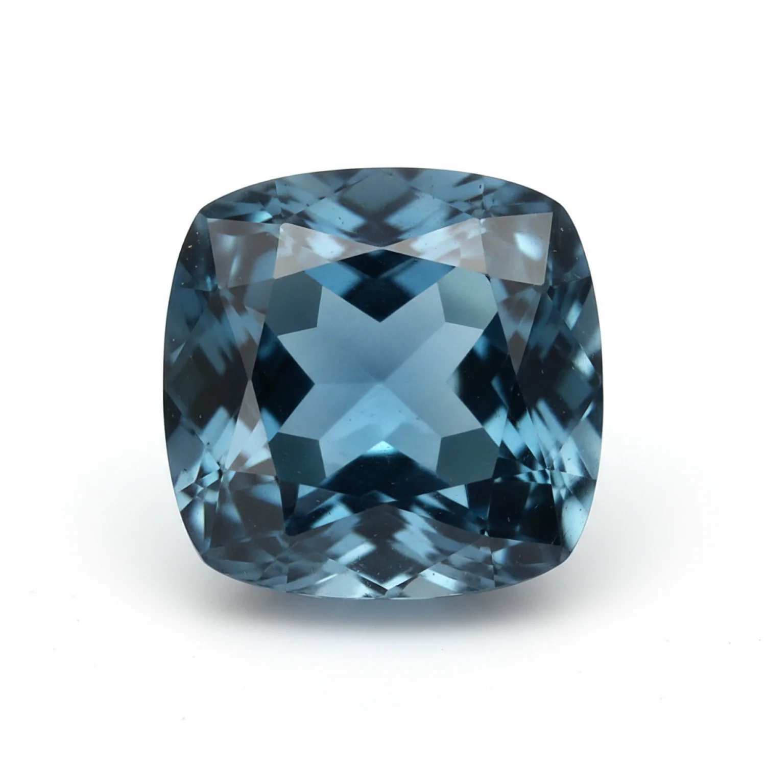London Blue topaz 1PC Chunky 16x16 MM Cushion Faceted Blue Pure Semi Precious Loose Gemstones - Image 2
