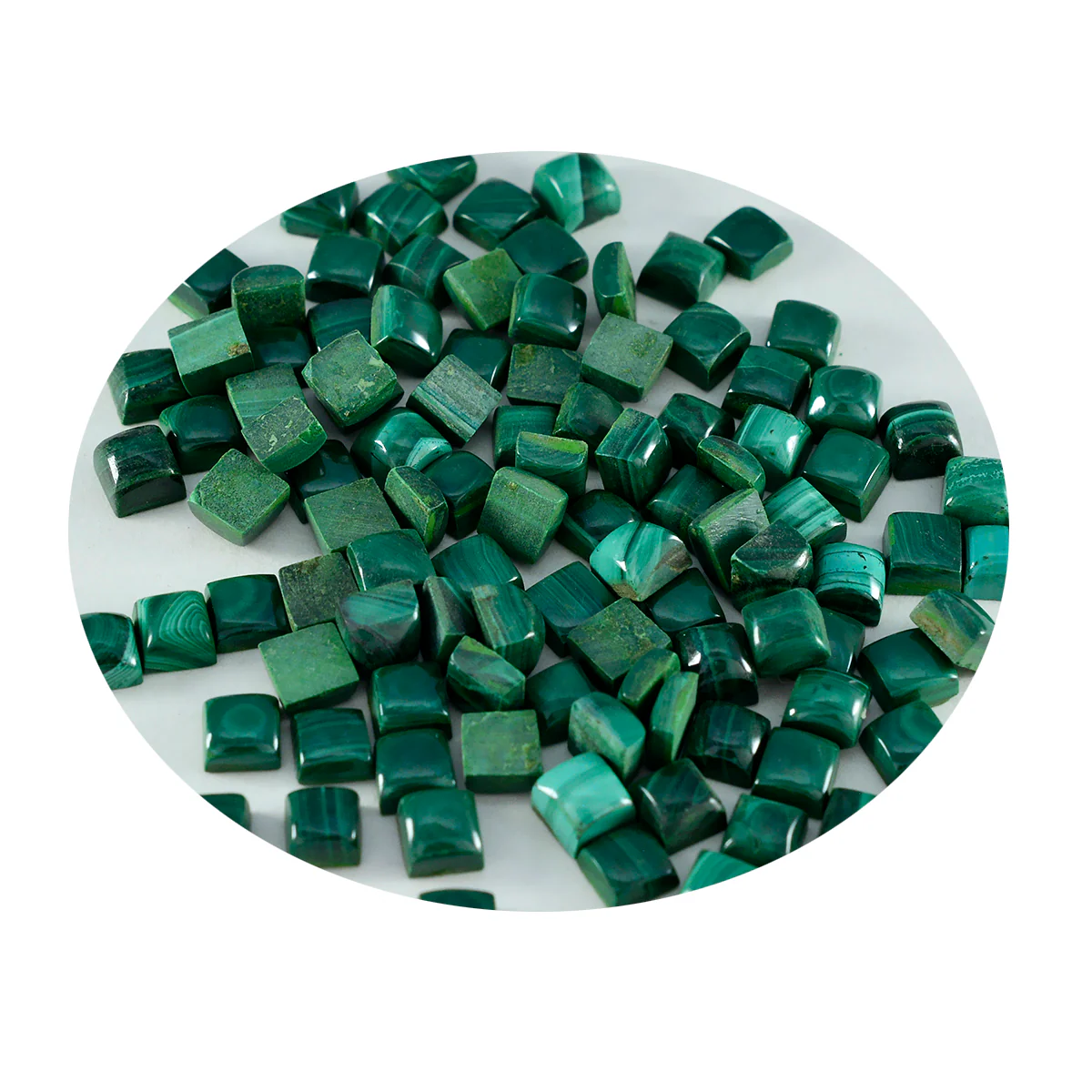 Malachite 10PC Tiny 4x4 MM Square Cabochon Green Shine semi Precious Precious Gemstone - Image 2