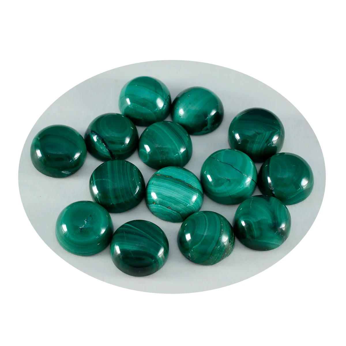 Malachite 1PC Small 8x8 MM Round Cabochon Green Fiery semi Precious Semi Precious Gemstone - Image 2