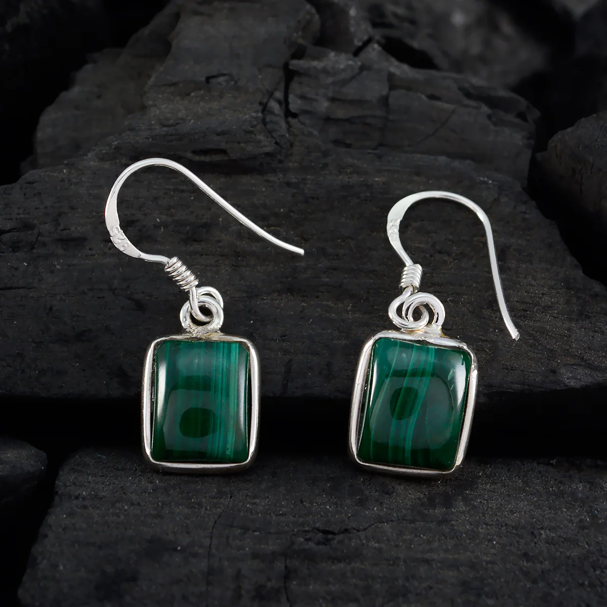 Malachite Egyptian Josephine multiple Dangle Green Sterling Silver Earring - Image 2