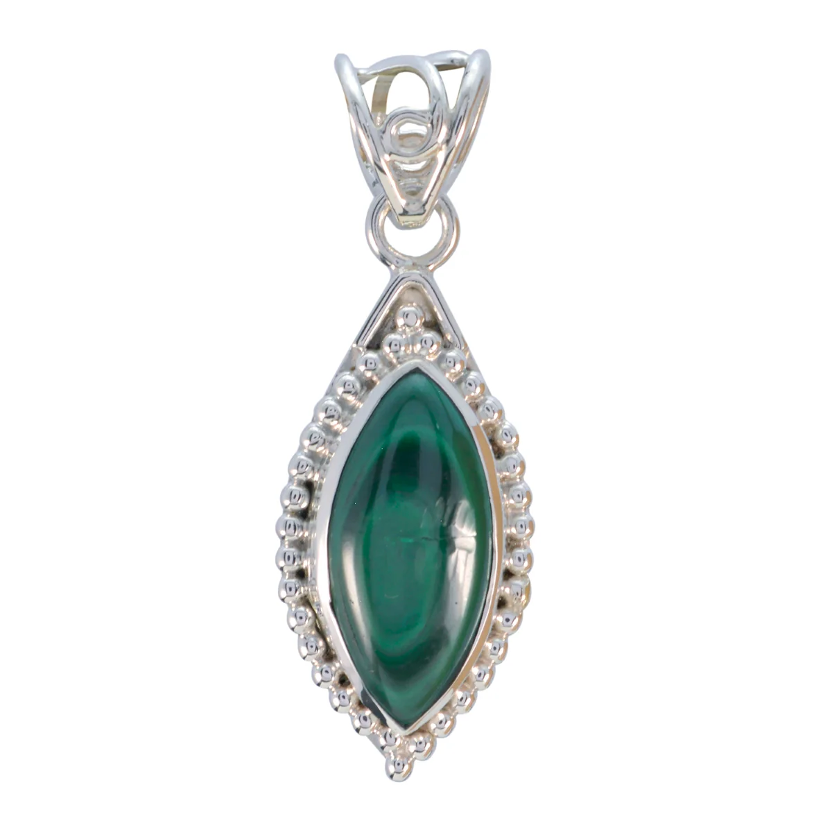 Malachite Eye-catching American 92.5 Silver Solitaire Ana Rope-Wire Green Pendant Jewellery