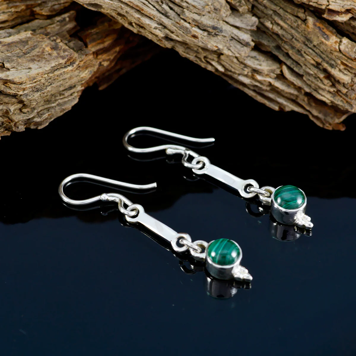 Malachite German Lucy multiple Dangle Green 925 Sterling Silver Earring - Image 3