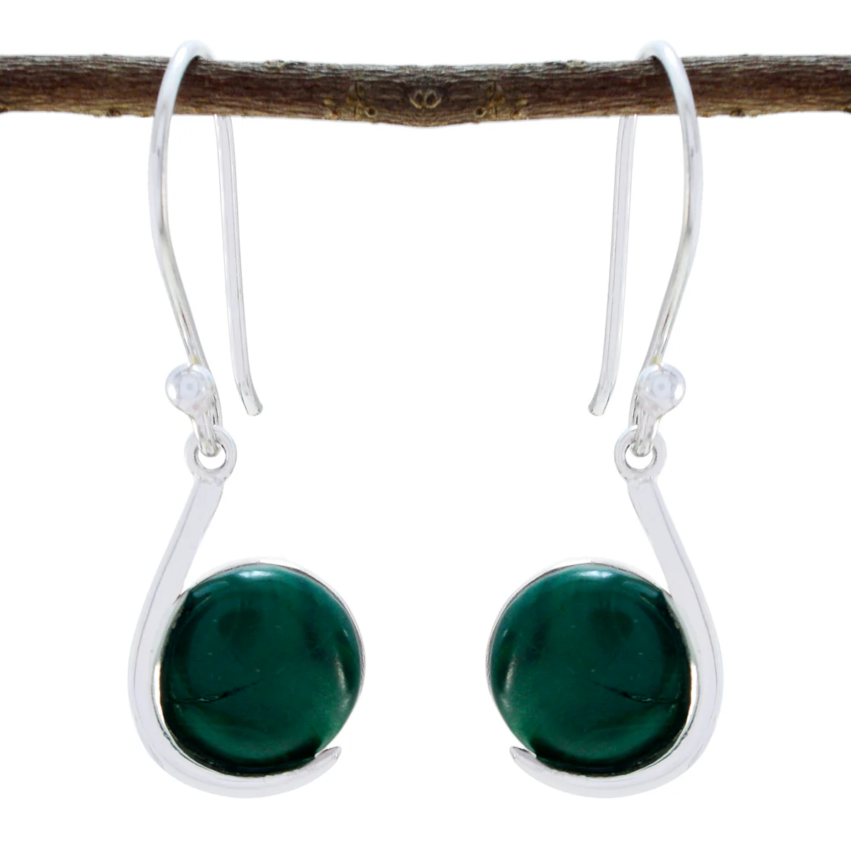 Malachite Japanese Natalie Solitaire Dangle Green 92.5 Silver Earring