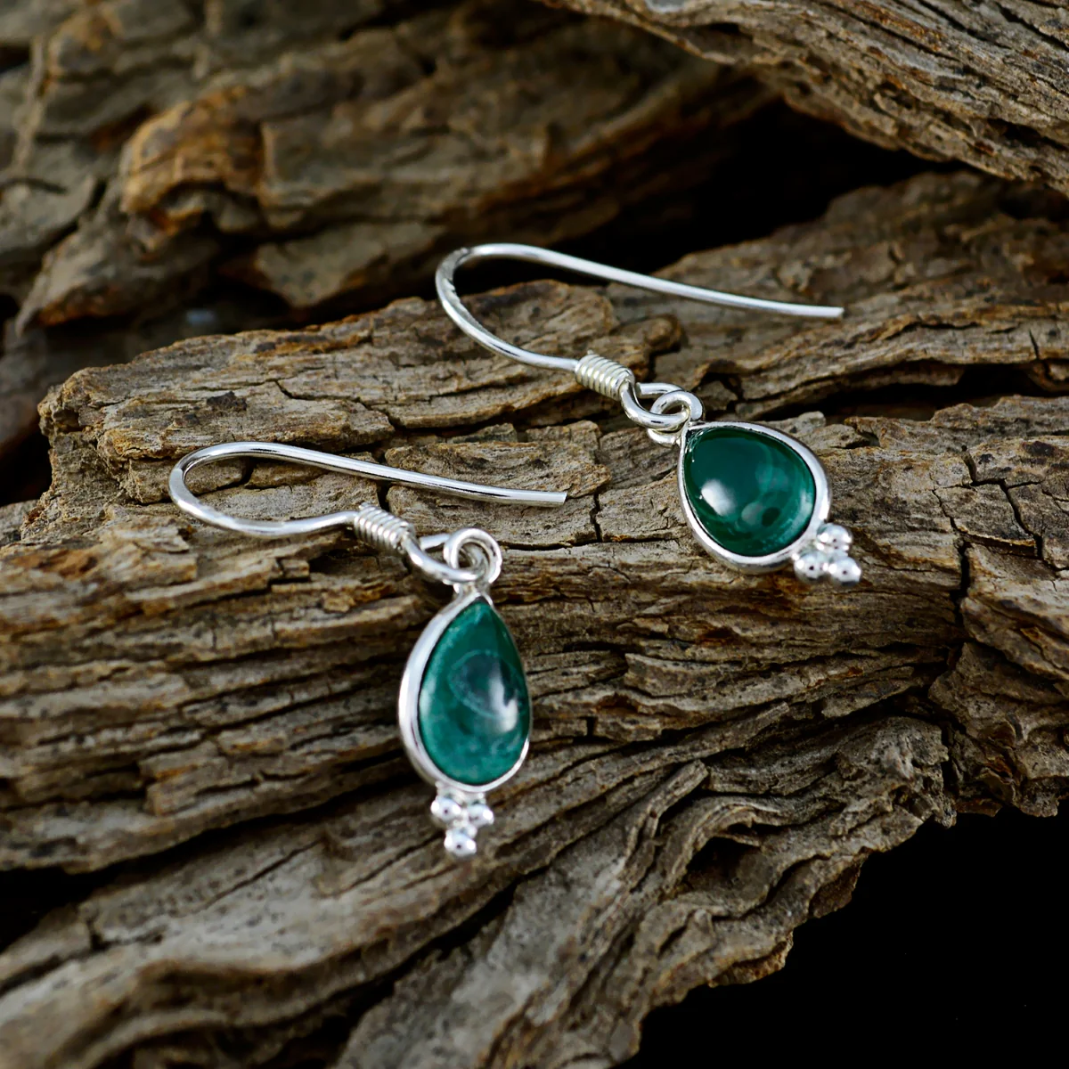 Malachite Middle Eastern Laura multiple Dangle Green 92.5 Silver Earring - Image 3