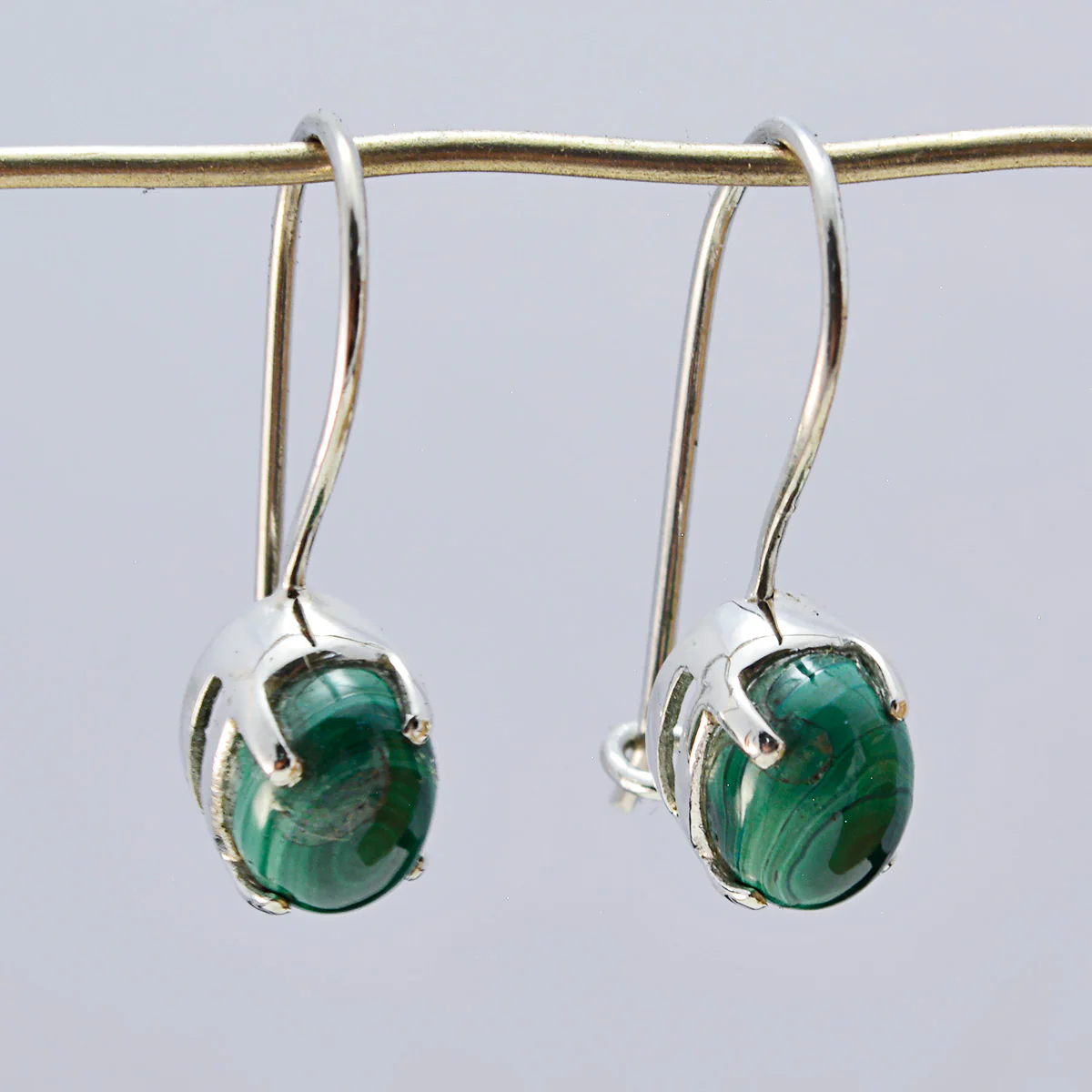 Malachite Middle Eastern Layla multiple Dangle Green 92.5 Silver Earring - Image 2