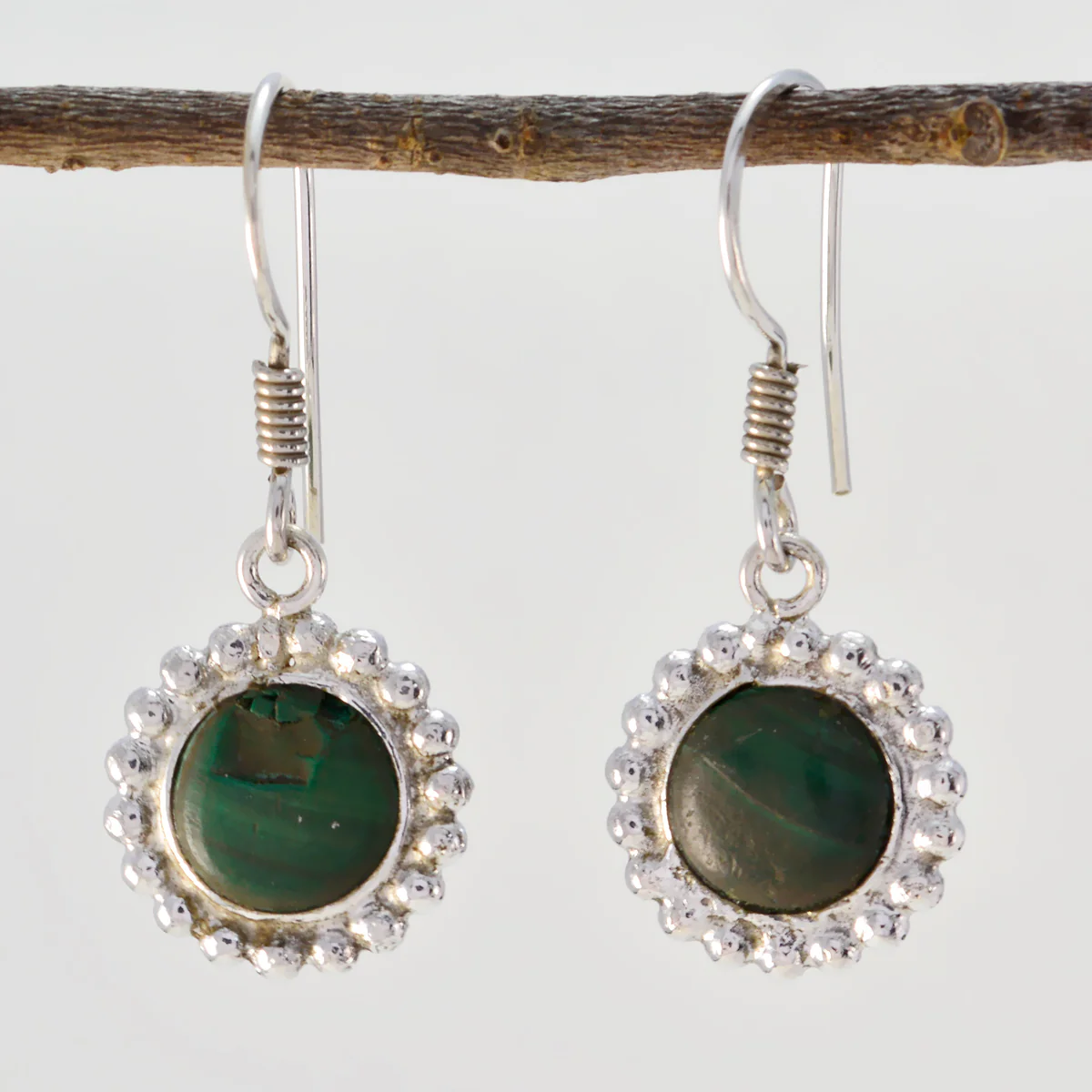 Malachite Middle Eastern Renata multiple Dangle Green Silver Earring - Image 2