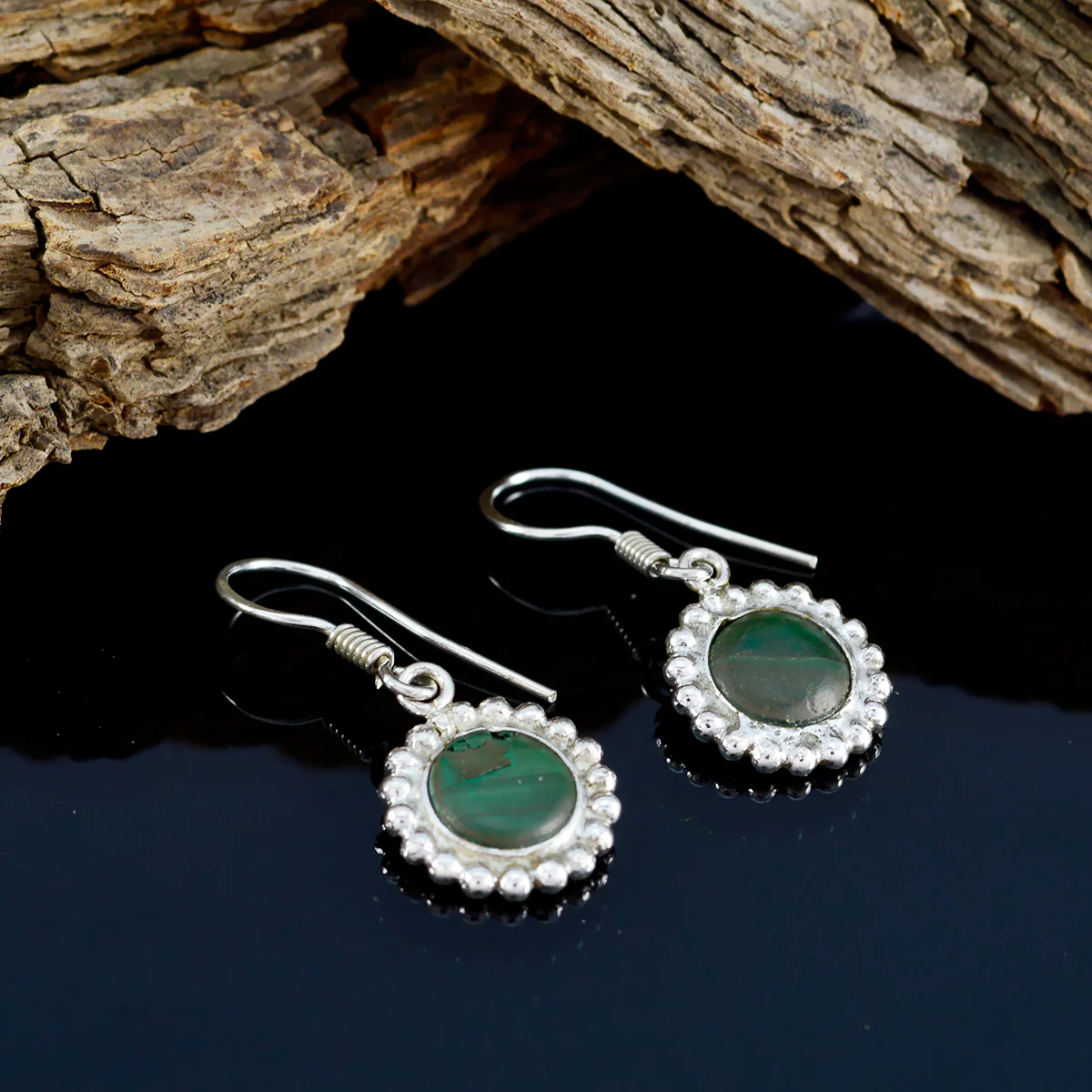 Malachite Middle Eastern Renata multiple Dangle Green Silver Earring - Image 3