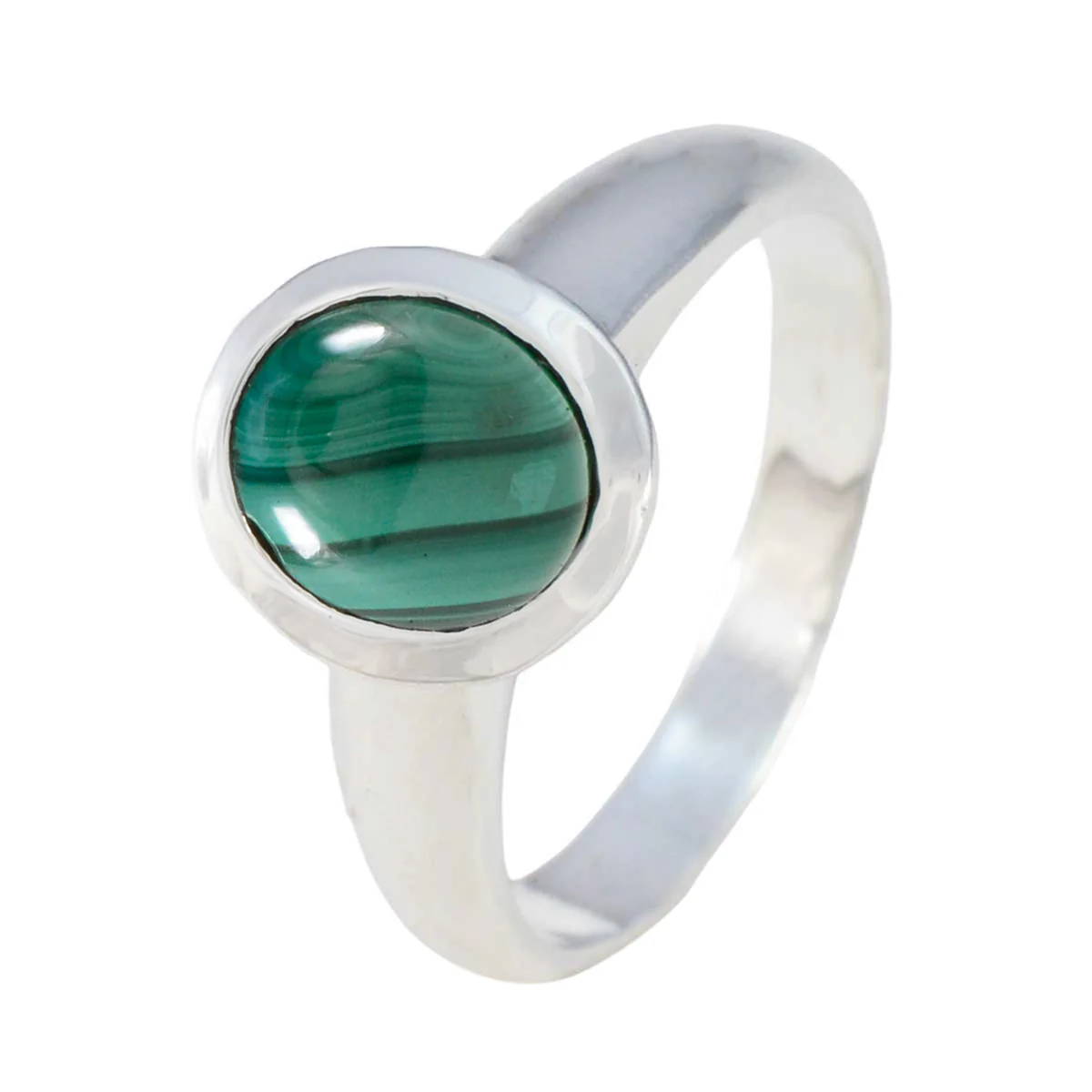 Malachite Solitaire African 925 Sterling Silver Green Gemstones Classic Graceful Ring Jewellery - Image 2