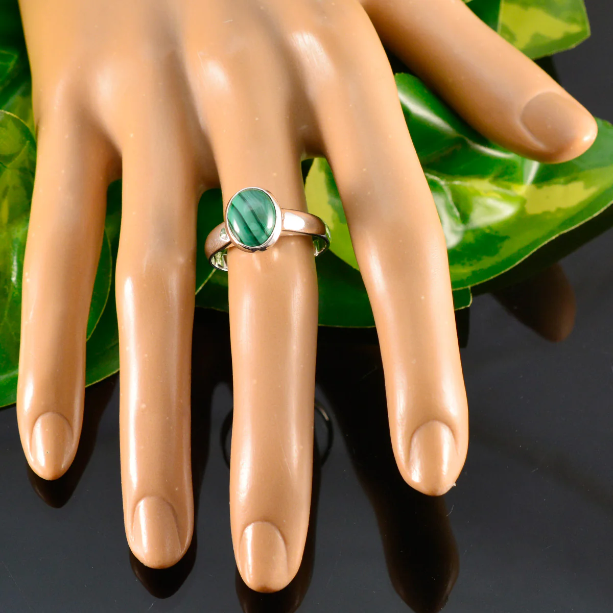 Malachite Solitaire African 925 Sterling Silver Green Gemstones Classic Graceful Ring Jewellery - Image 5