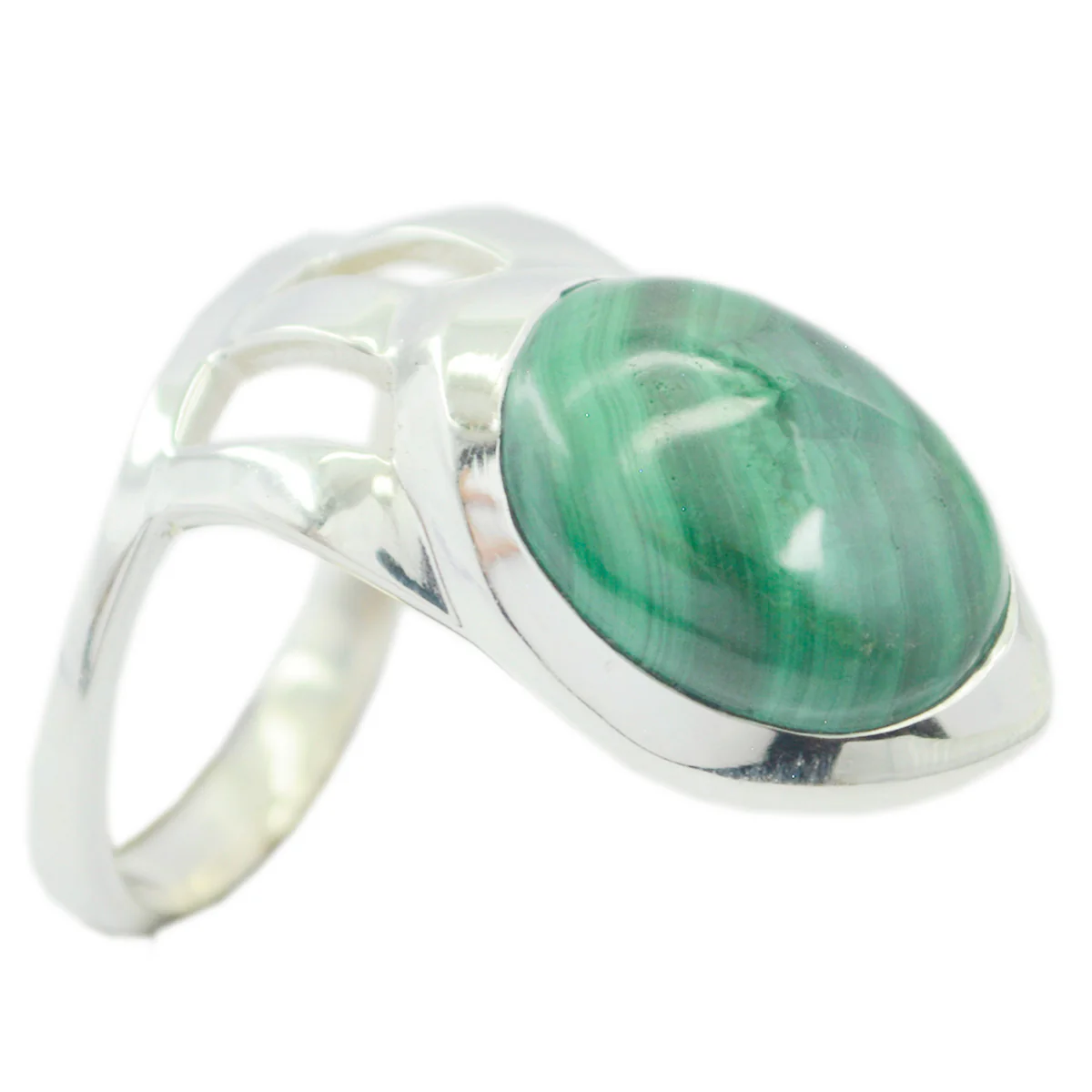 Malachite Solitaire African Sterling Silver Green Gemstones Essential Signet Ring Jewellery