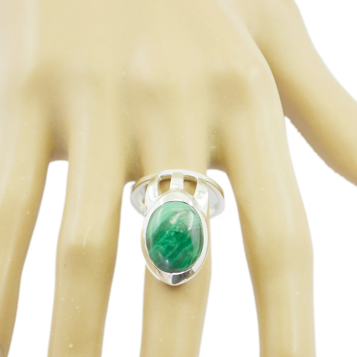 Malachite Solitaire African Sterling Silver Green Gemstones Essential Signet Ring Jewellery - Image 2