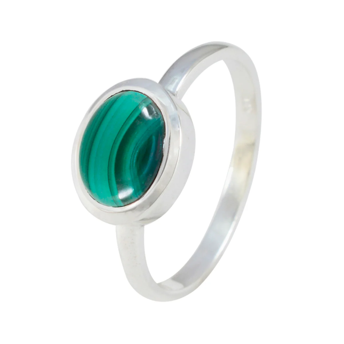 Malachite Solitaire American 925 Sterling Silver Green Gemstones Dainty Trendy Ring Jewelry - Image 2