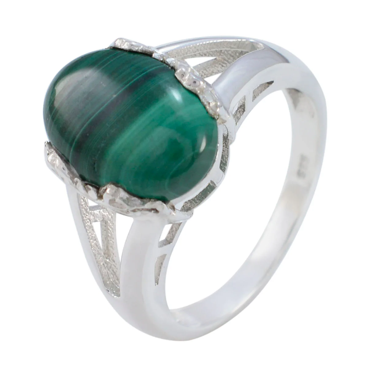 Malachite Solitaire Egyptian 925 Silver Green Gemstone Mid-weight Feminine Ring Jewelry - Image 2