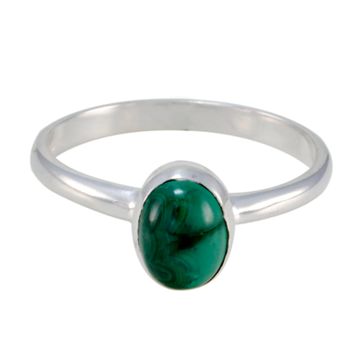 Malachite Solitaire Korean 925 Silver Green Gems Delicate Luxurious Ring Jewellery - Image 3