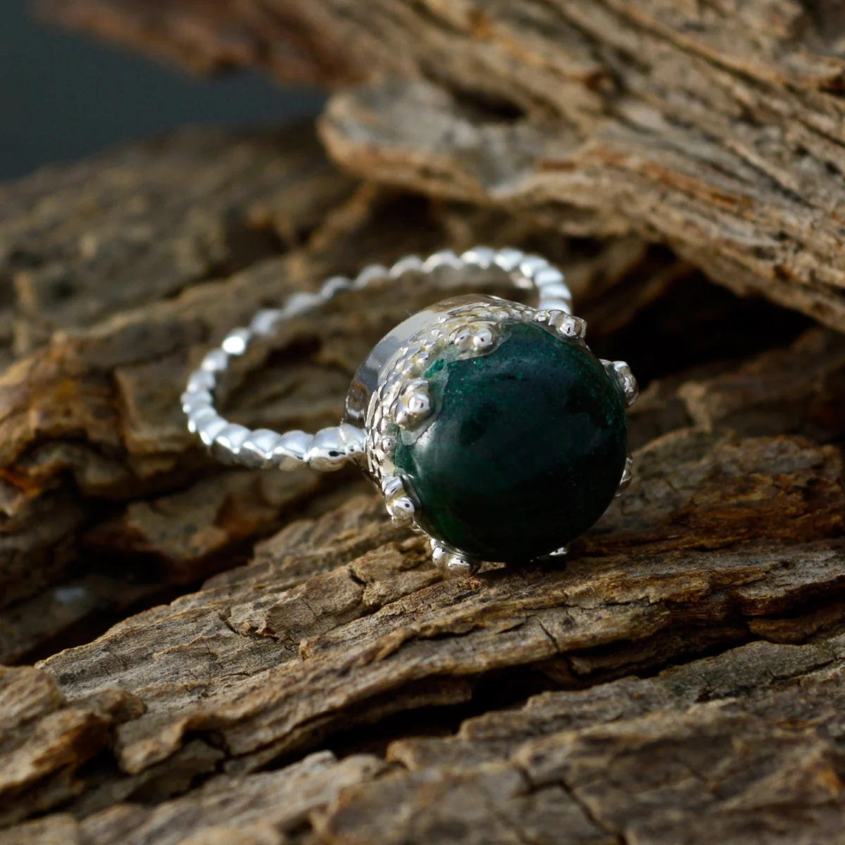 Malachite Solitaire Moroccan 925 Silver Green Gemstones Slim Modern Ring Jewelry - Image 3