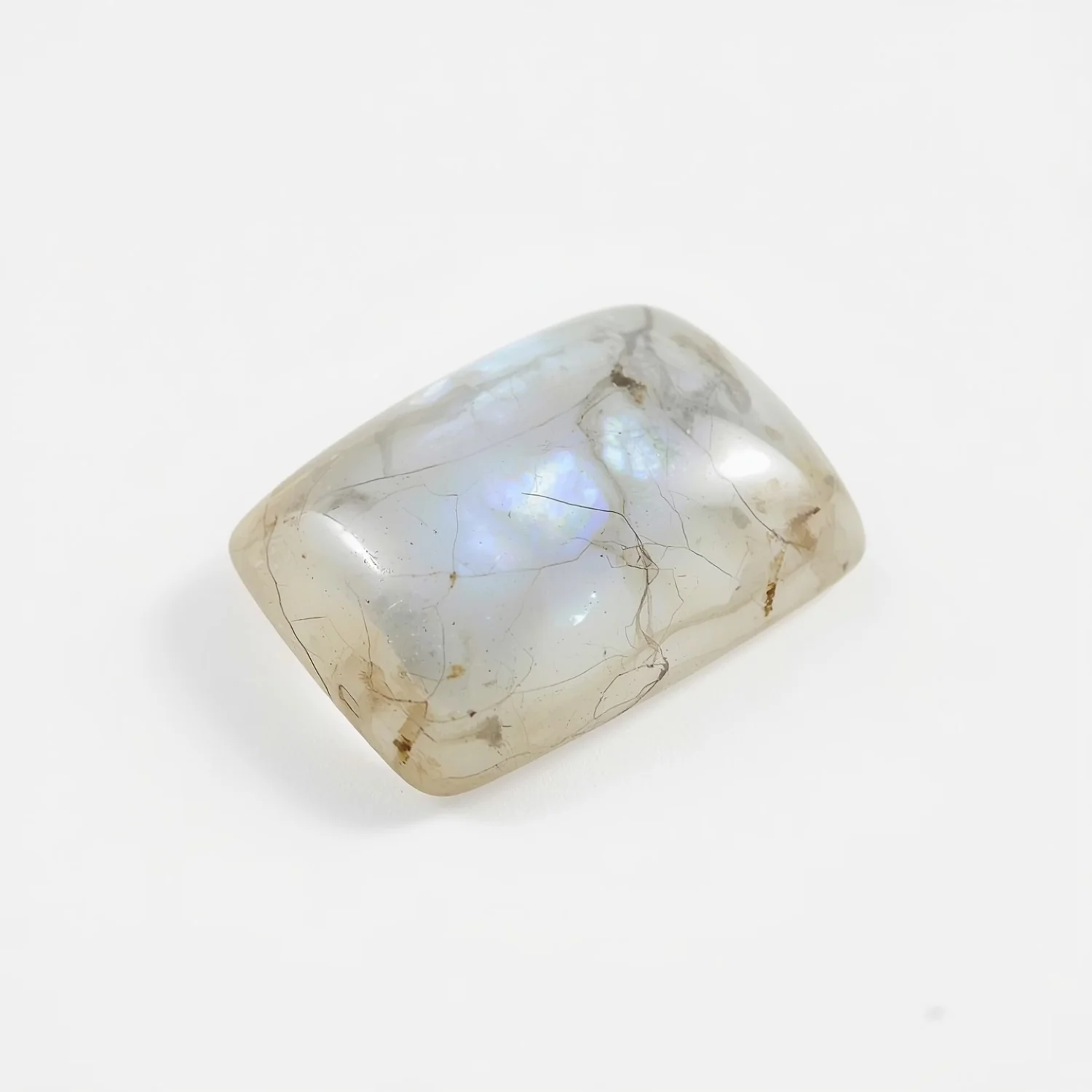 Moonstone 1PC Small 7x9 MM Emerald Cabochon White Fiery semi Precious Loose Gemstone