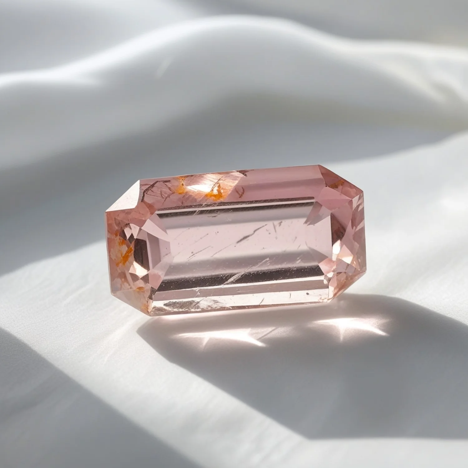 Morganite 1PC Chunky 15x20 MM Emerald Faceted Pink Fiery Semi Precious Gems - Image 2
