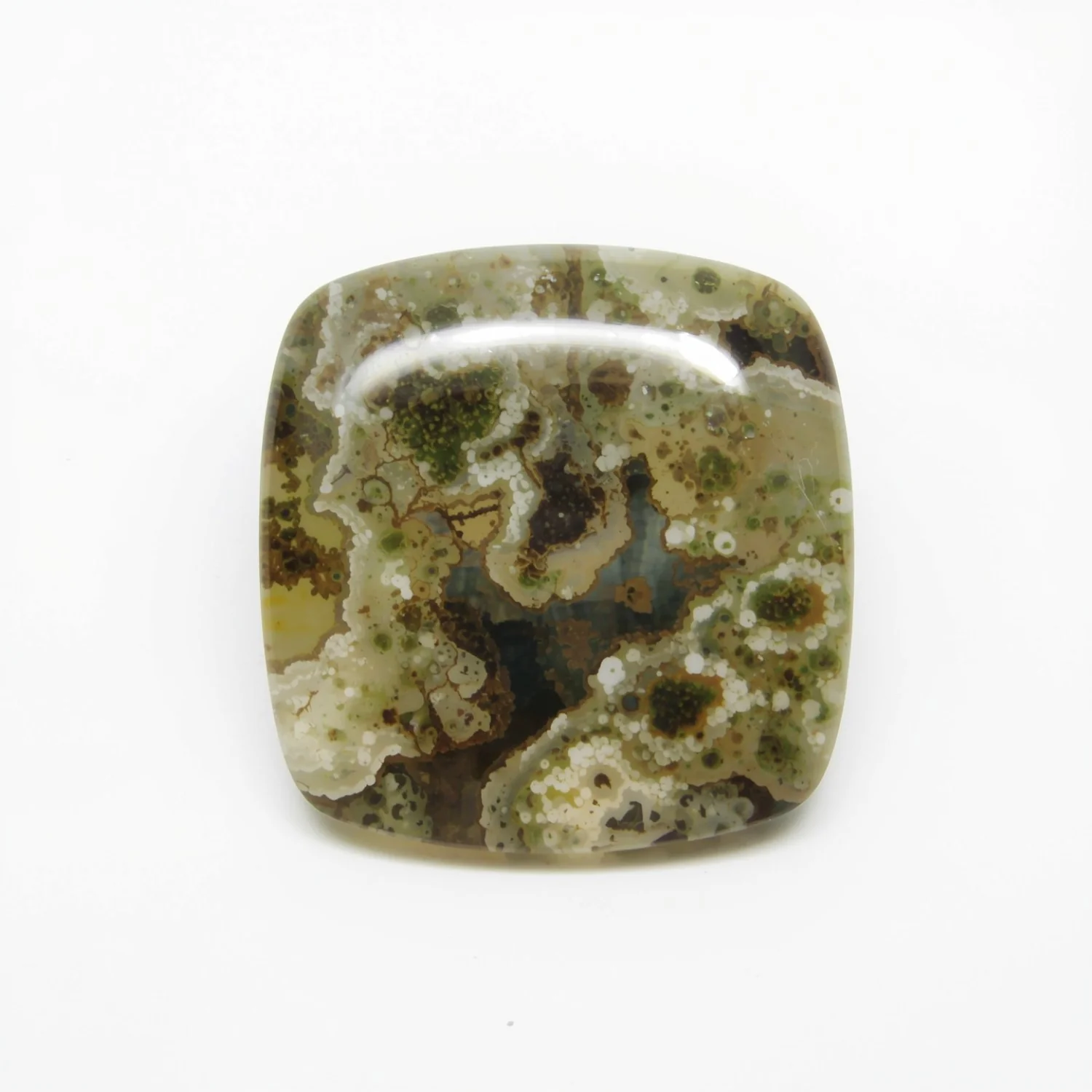 Moss Agate 10PC Tiny 3x3 MM Cushion Cabochon Green Luster semi Precious Precious Gemstone - Image 2
