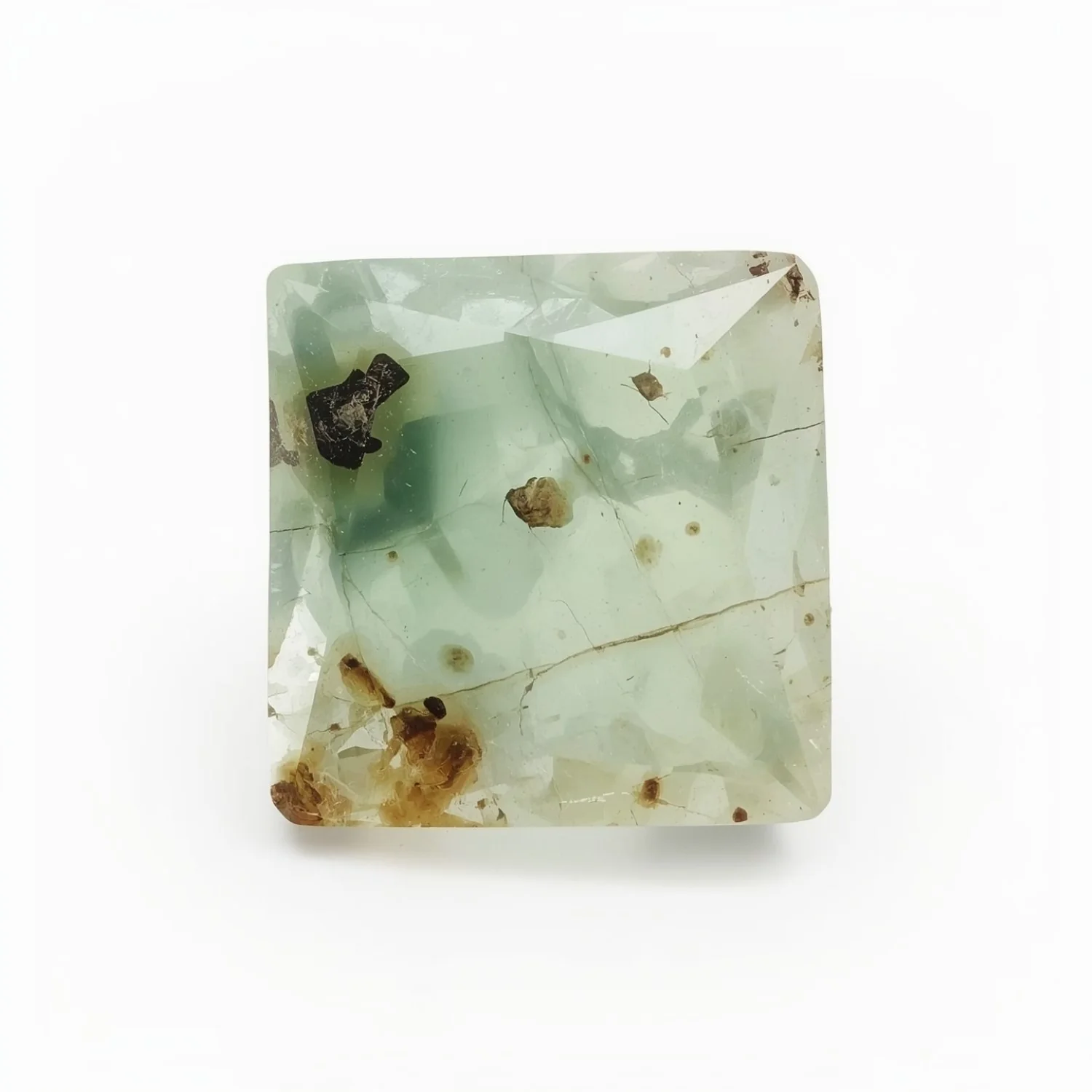 Moss Agate 1PC Chunky 13x13 MM Square Faceted Green Natural Semi Precious Gems - Image 2