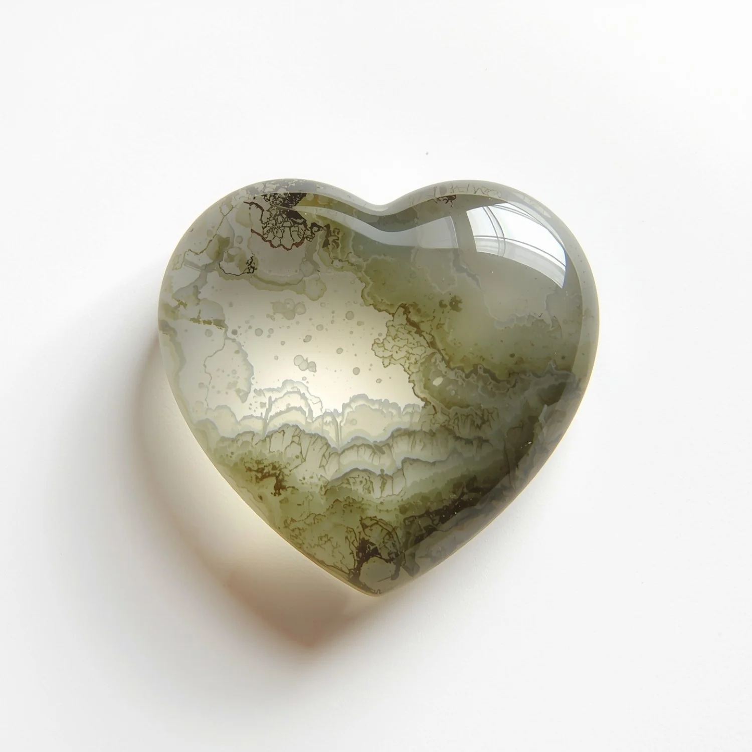 Moss Agate 1PC Large 10x10 MM Heart Cabochon Green Shine semi Precious Loose Gems - Image 2
