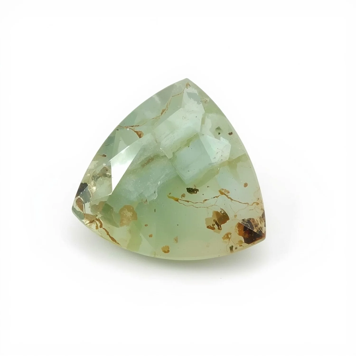 Moss Agate 1PC Large 10x10 MM Triangle Faceted Green Shine Semi Precious Loose Gems - Image 2