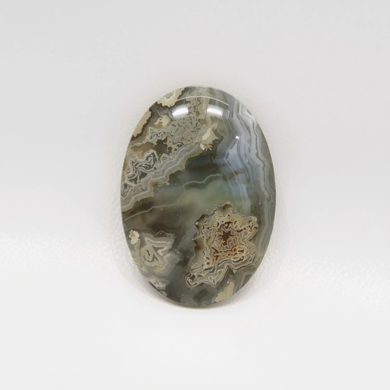 Moss Agate 1PC Large 10x12 MM Oval Cabochon Green Shine semi Precious Loose Gemstones