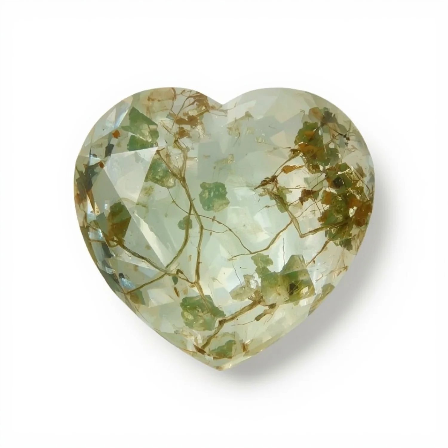 Moss Agate 1PC Large 11x11 MM Heart Faceted Green Fine Semi Precious Loose Gemstone - Image 2