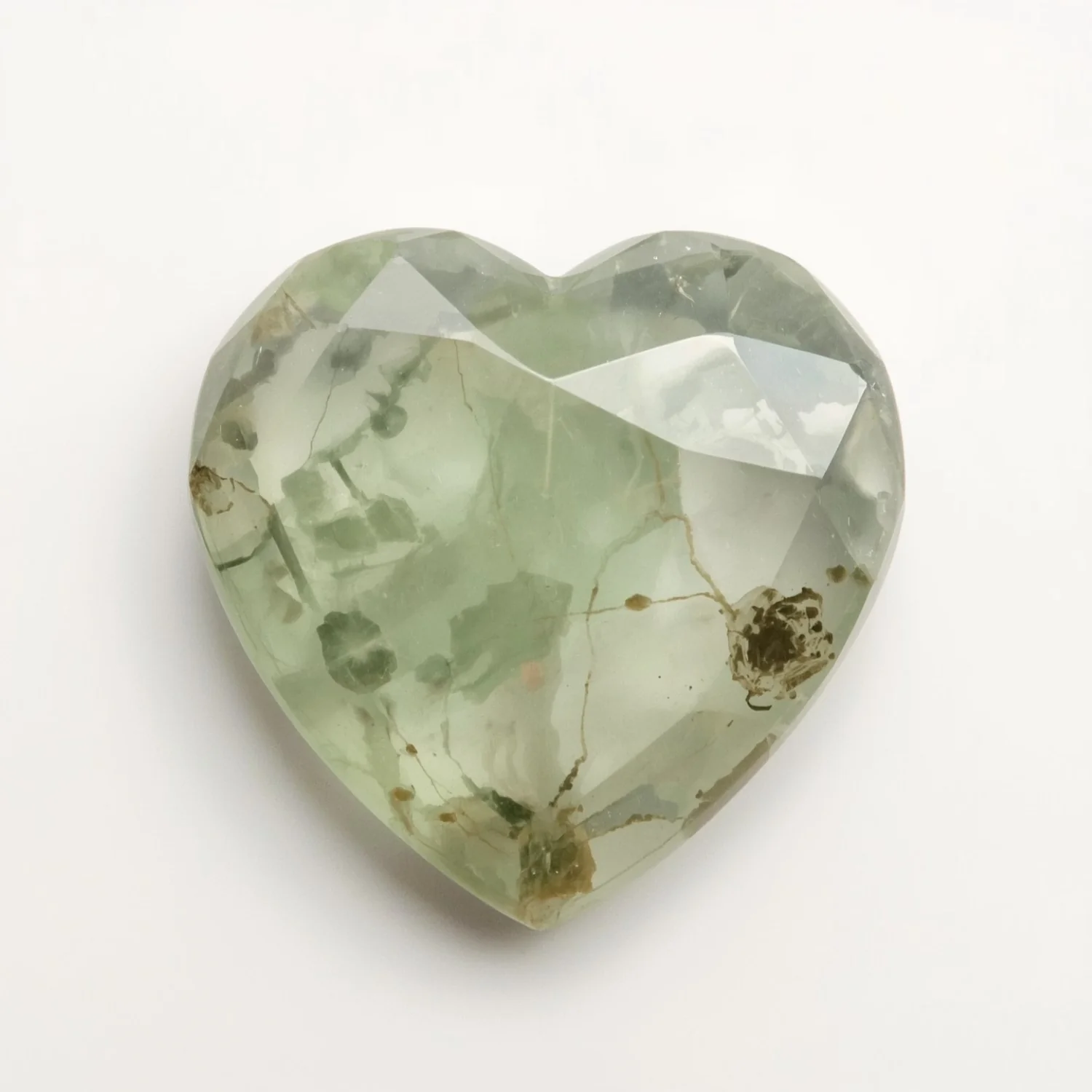 Moss Agate 1PC Large 12x12 MM Heart Faceted Green High-Quality Semi Precious Loose Gemstones