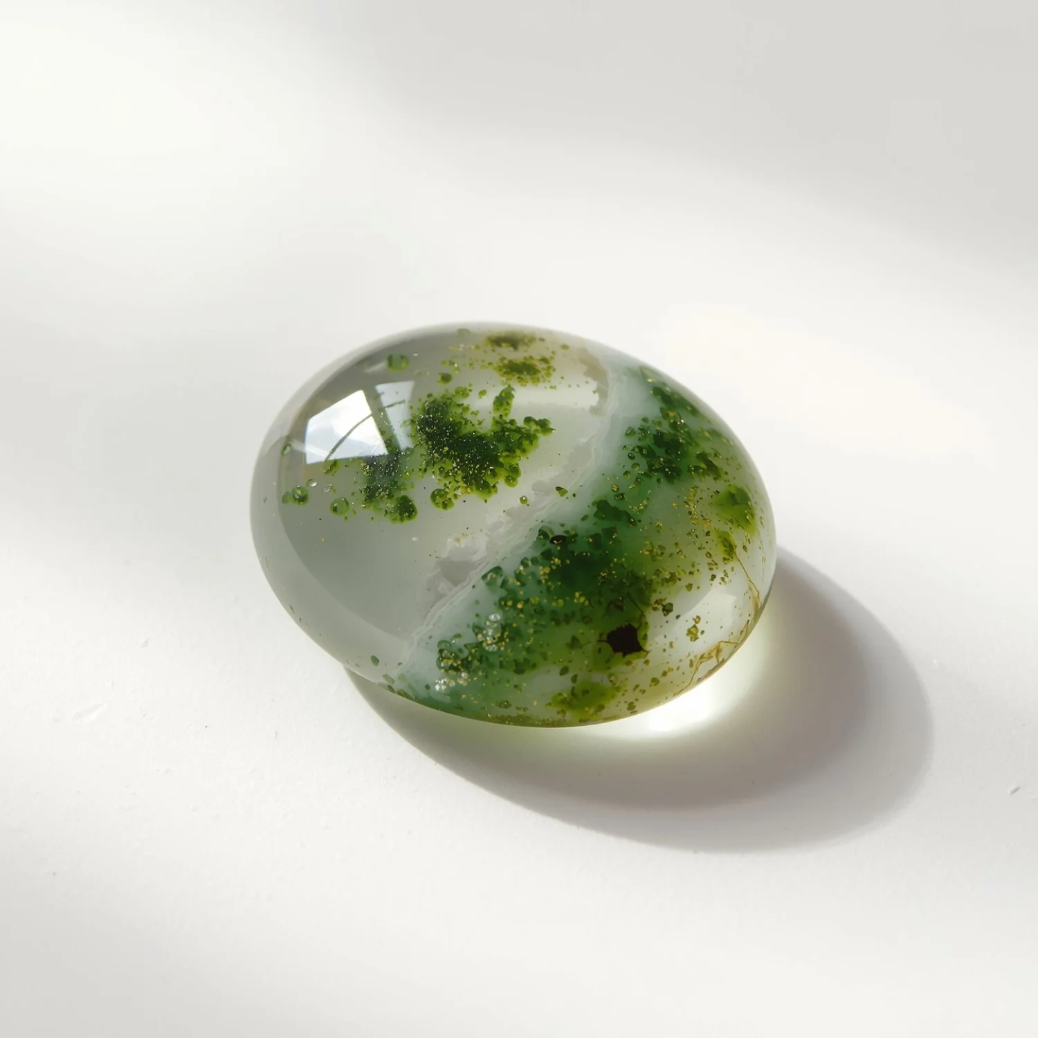 Moss Agate 1PC Small 6x9 MM Oval Cabochon Green Brilliant semi Precious Loose Gemstones - Image 2