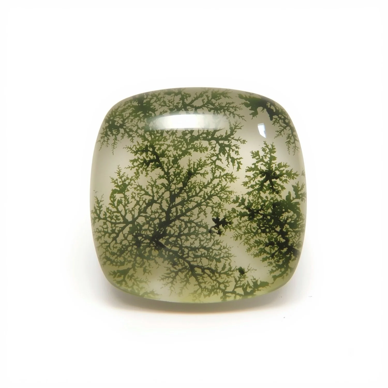 Moss Agate 1PC Small 7x7 MM Cushion Cabochon Green High-Quality semi Precious Loose Gemstones