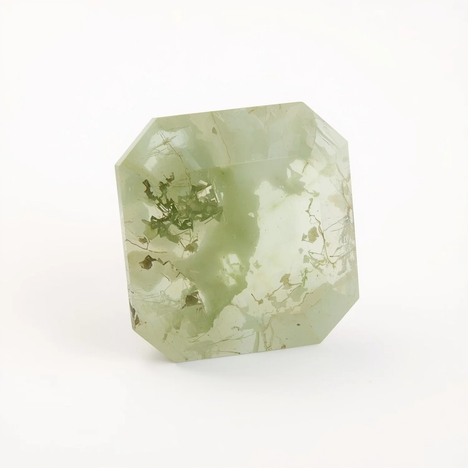 Moss Agate 1PC Small 7x7 MM Square Faceted Green Splendid Semi Precious Loose Gemstone - Image 2